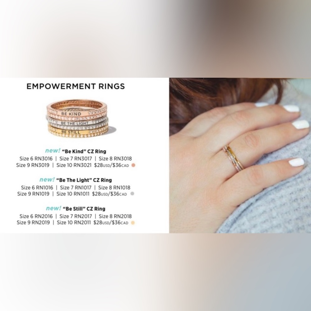"Be Kind" CZ Stackable Ring - Picture 3 of 3